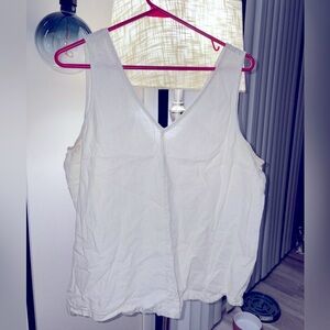 Time And Tru Women’s V-Neck Tank Top Solid White Large (12-14)